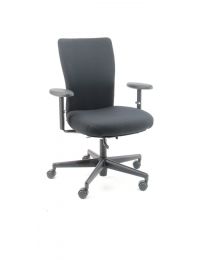 Vitra T-chair bureaustoel, gereviseerd, nieuwe zwarte stoffering