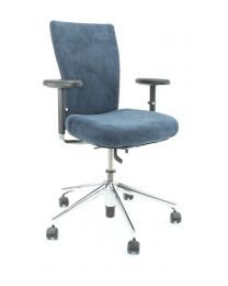 Vitra T-chair bureaustoel, gereviseerd, nieuwe blauwe stoffering