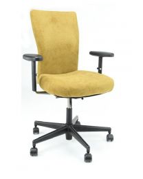 Vitra T-chair bureaustoel, gereviseerd, nieuwe gele stoffering