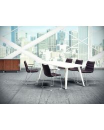 Cube Design Spider tafel, lengte 160-300 cm, bladdiepte 100 cm, fineer of HPL blad, metalen onderstel